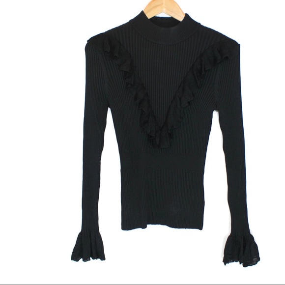 Scripted Tops - SCRIPTED Black Long Sleeve Bell Top NWT
